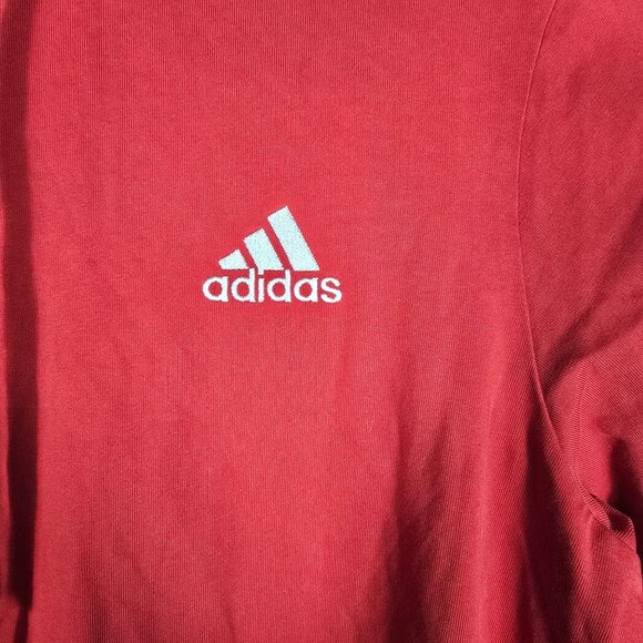 Adidas Hooded Tee Shirt XL Men's Red Long‎ Sleeve - Picture 3 of 7